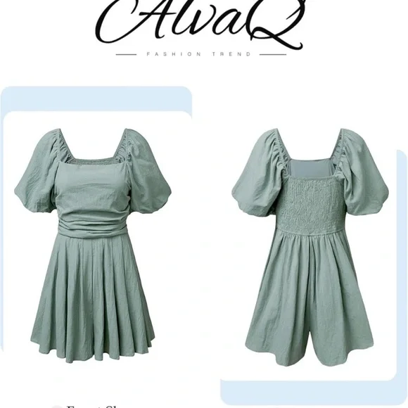 AlvaQ Women's Rompers Cute Puff Sleeve SZ Medium - Picture 5 of 11